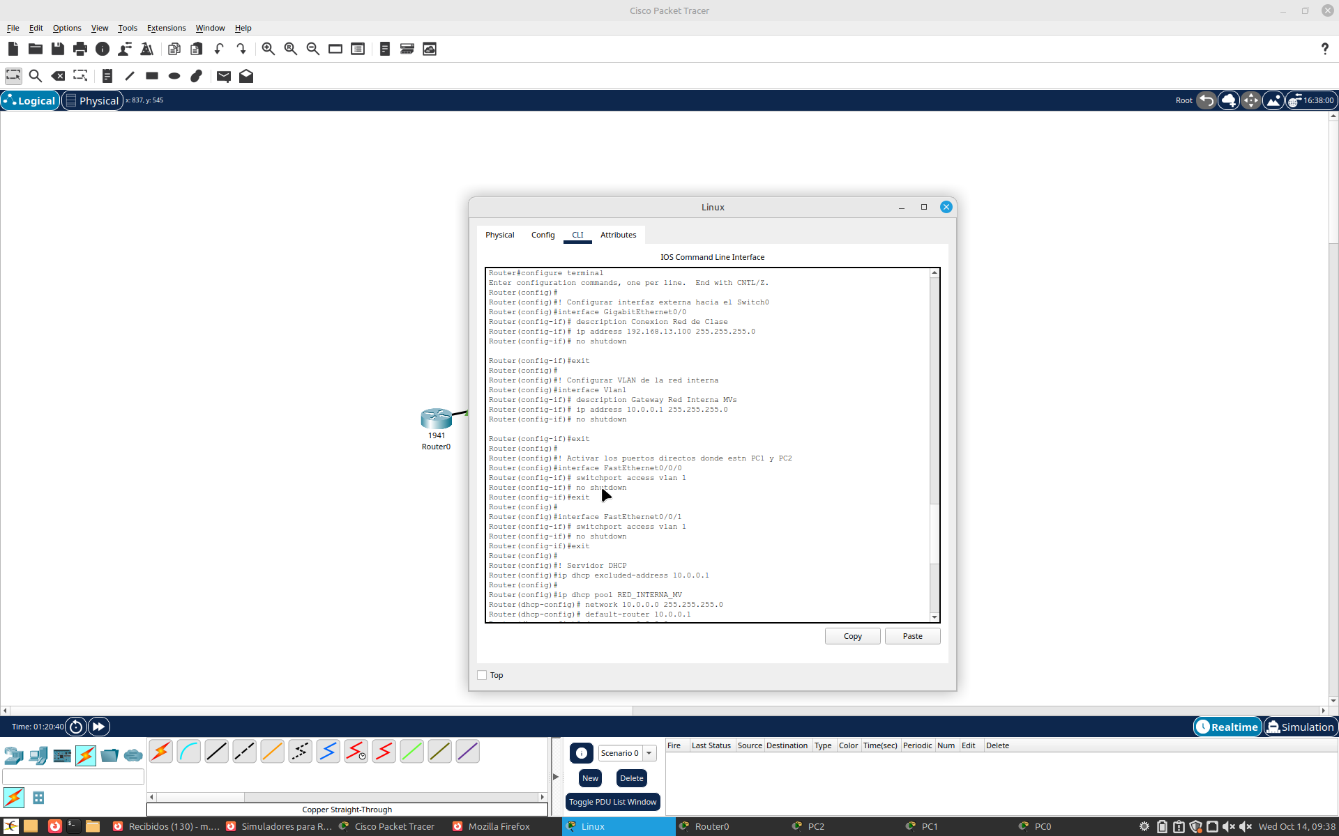 Configuració CLI del Router Linux